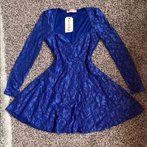 Oh My Love Blue Long Sleeve Dress